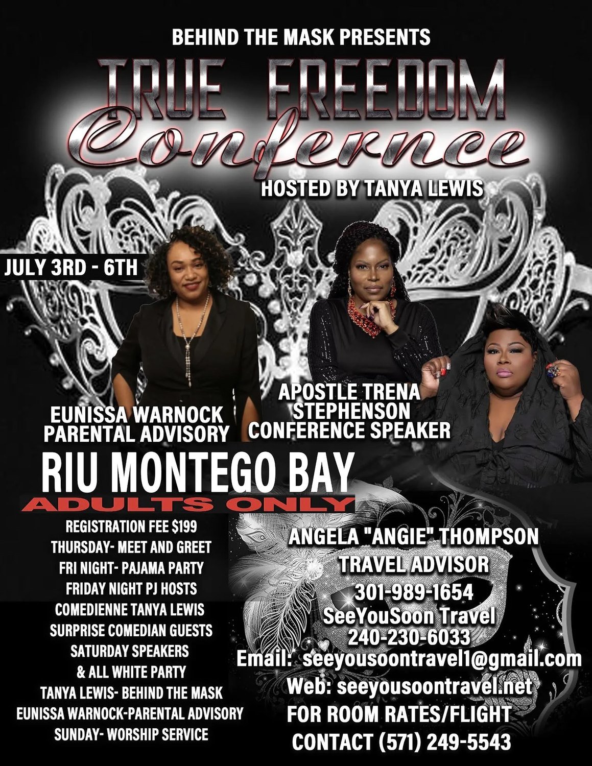 True Freedom Conference flyer, hosted by Tanya Lewis at Riu Montego Bay