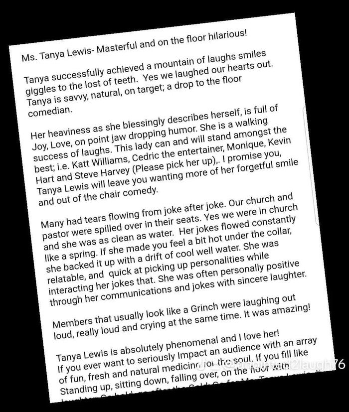 A written review of one of Tanya's church performances