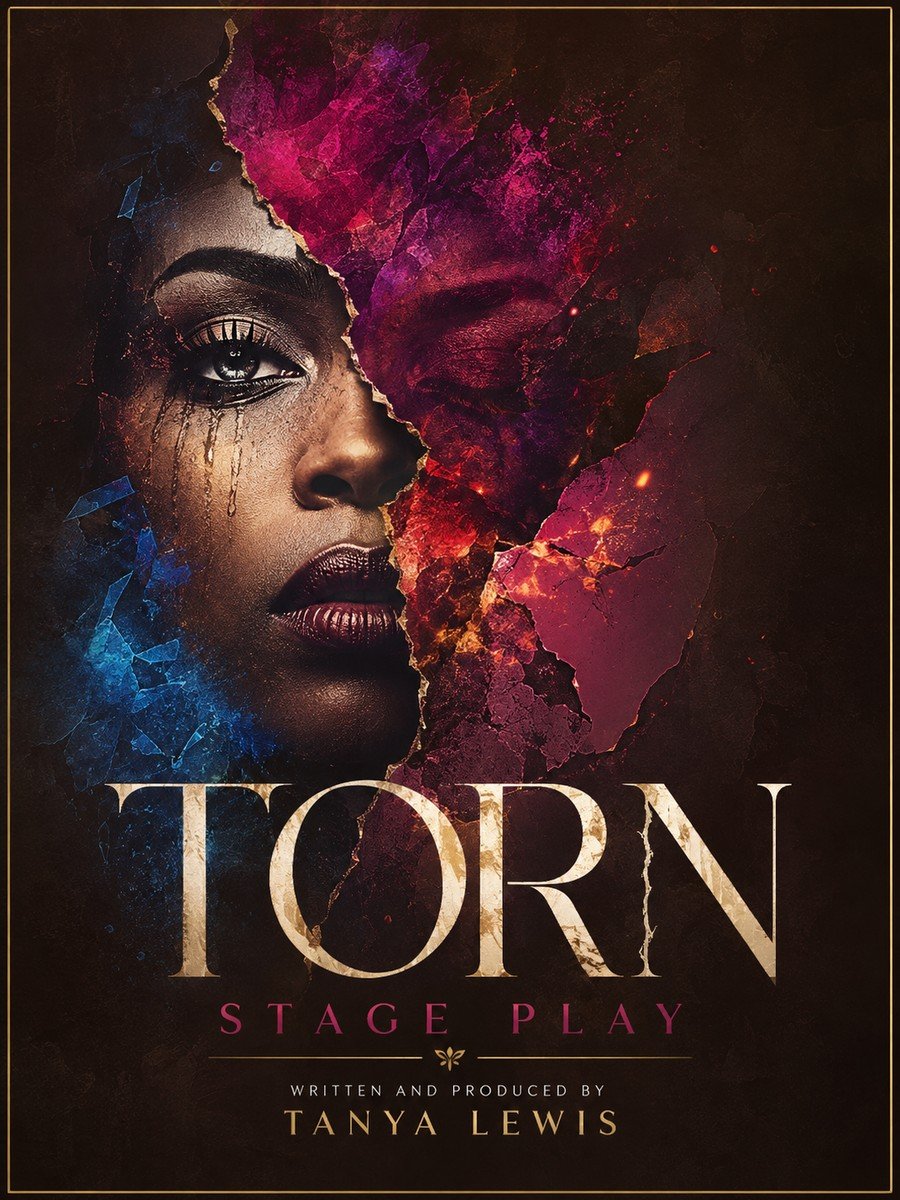 Poster for the stage play Torn, written and produced by Tanya Lewis